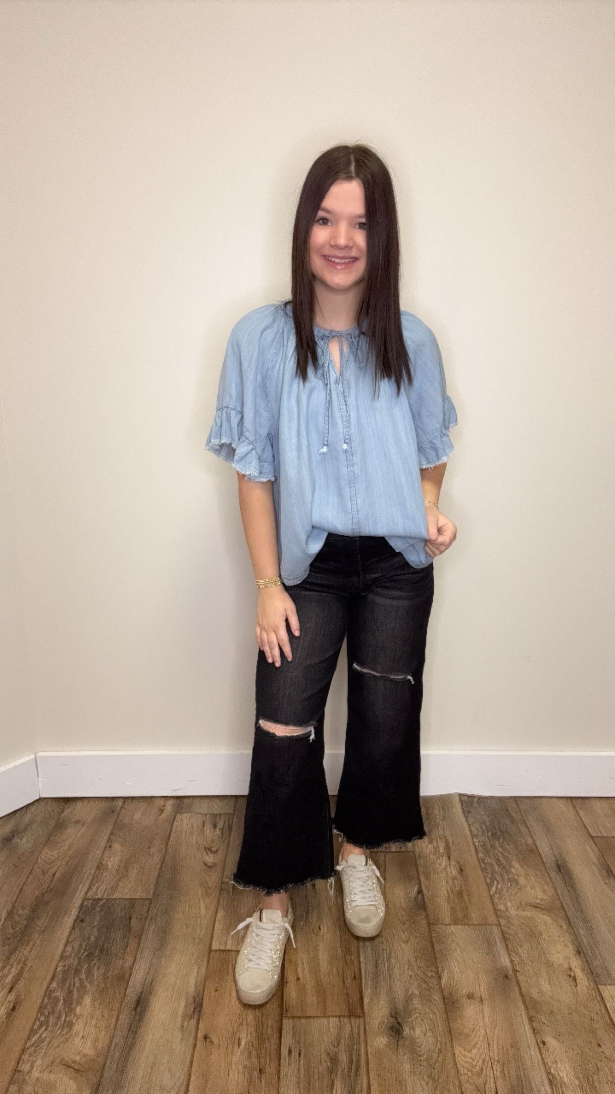 Washed Chambray Top