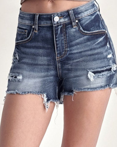 Patched Mid Rise Shorts