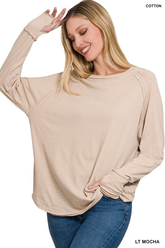Raglan Sleeve Thumbhole Top