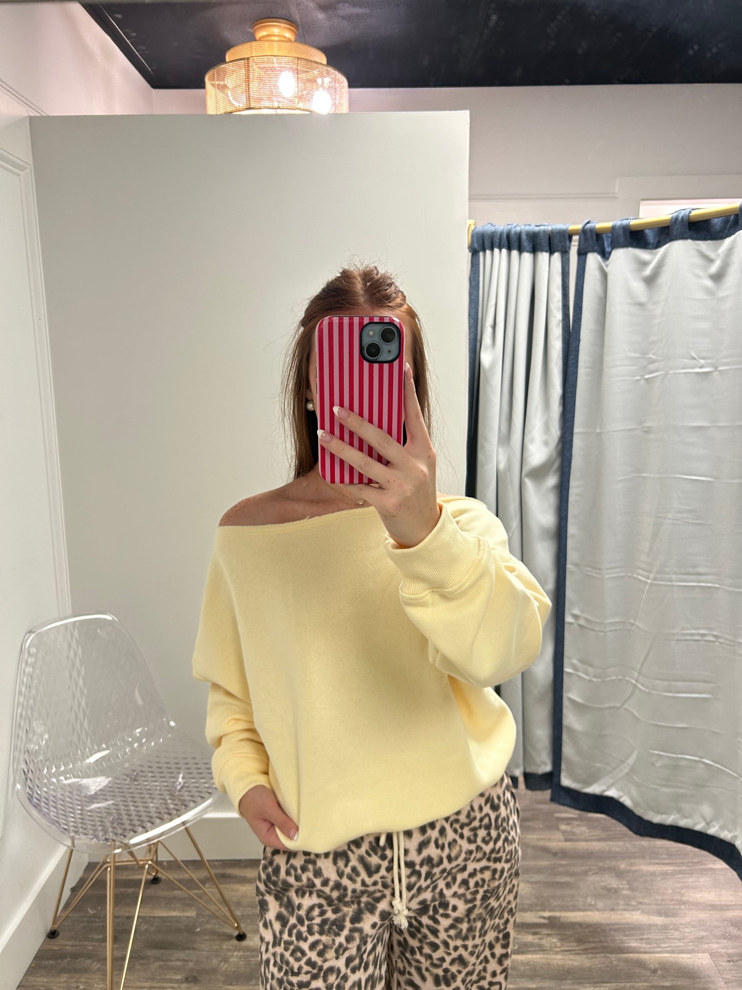 Terry Off Shoulder Long Sleeve