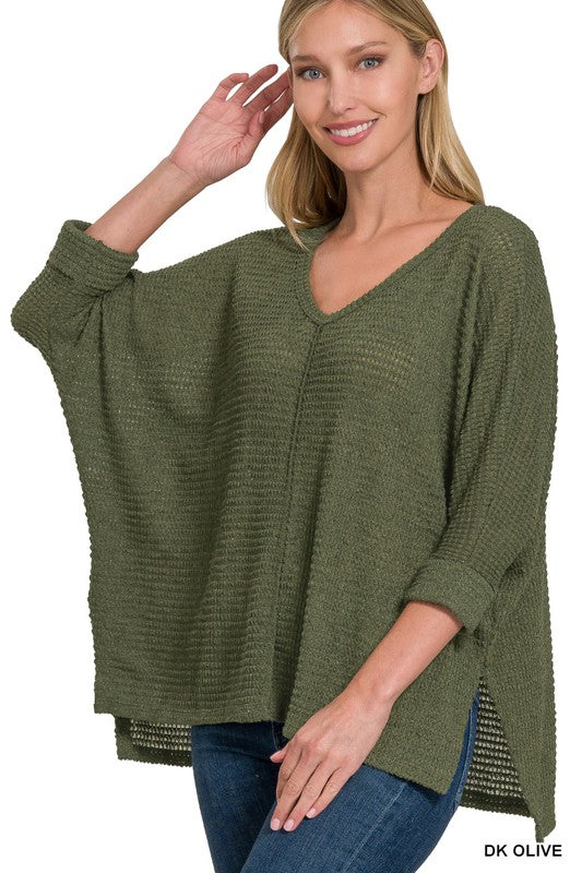 Hi-Low 3/4 Ribbed Top