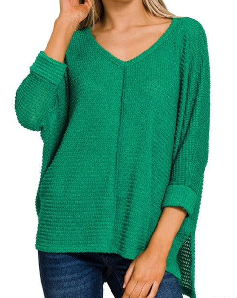 Hi-Low 3/4 Ribbed Top