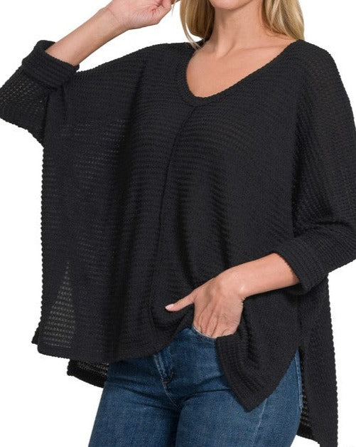 Hi-Low 3/4 Ribbed Top