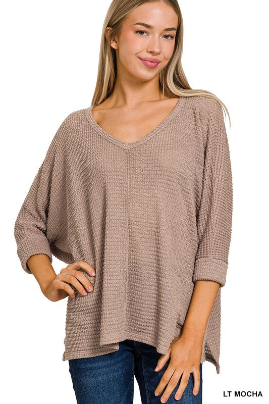 Hi-Low 3/4 Ribbed Top