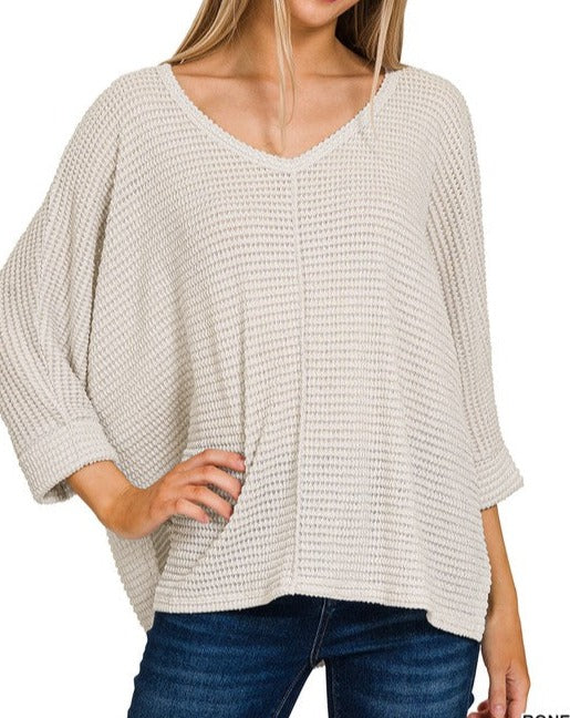 Hi-Low 3/4 Ribbed Top
