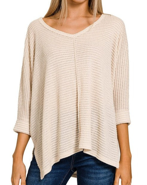 Hi-Low 3/4 Ribbed Top
