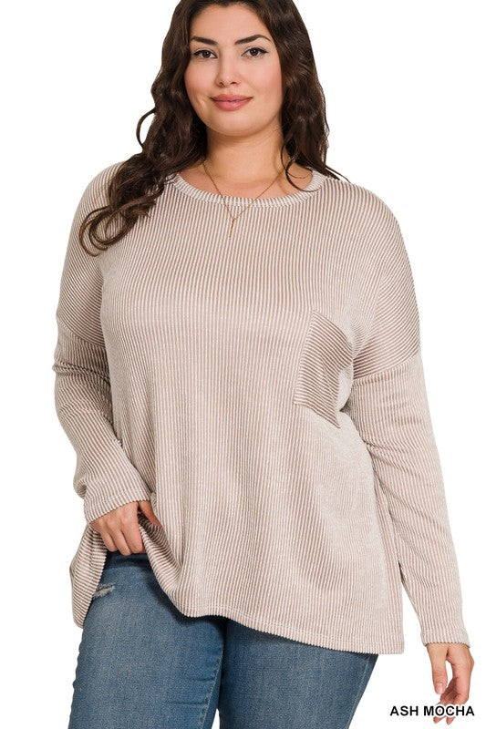 Ribbed Striped Oversized Top