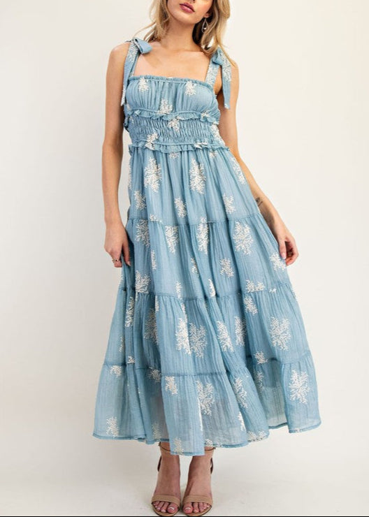 Embroidered Tier Maxi Dress