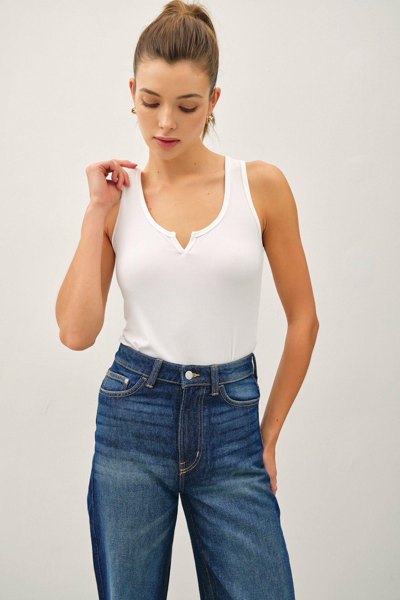 Everyday Notched Ribbed Tank