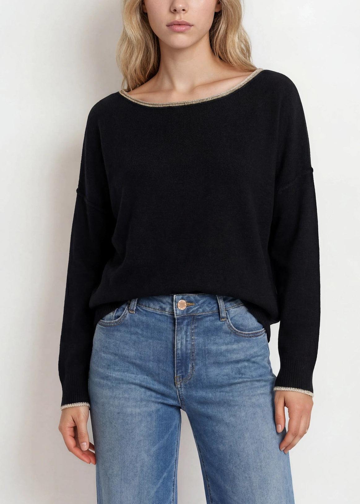 Trim Off Shoulder Sweater