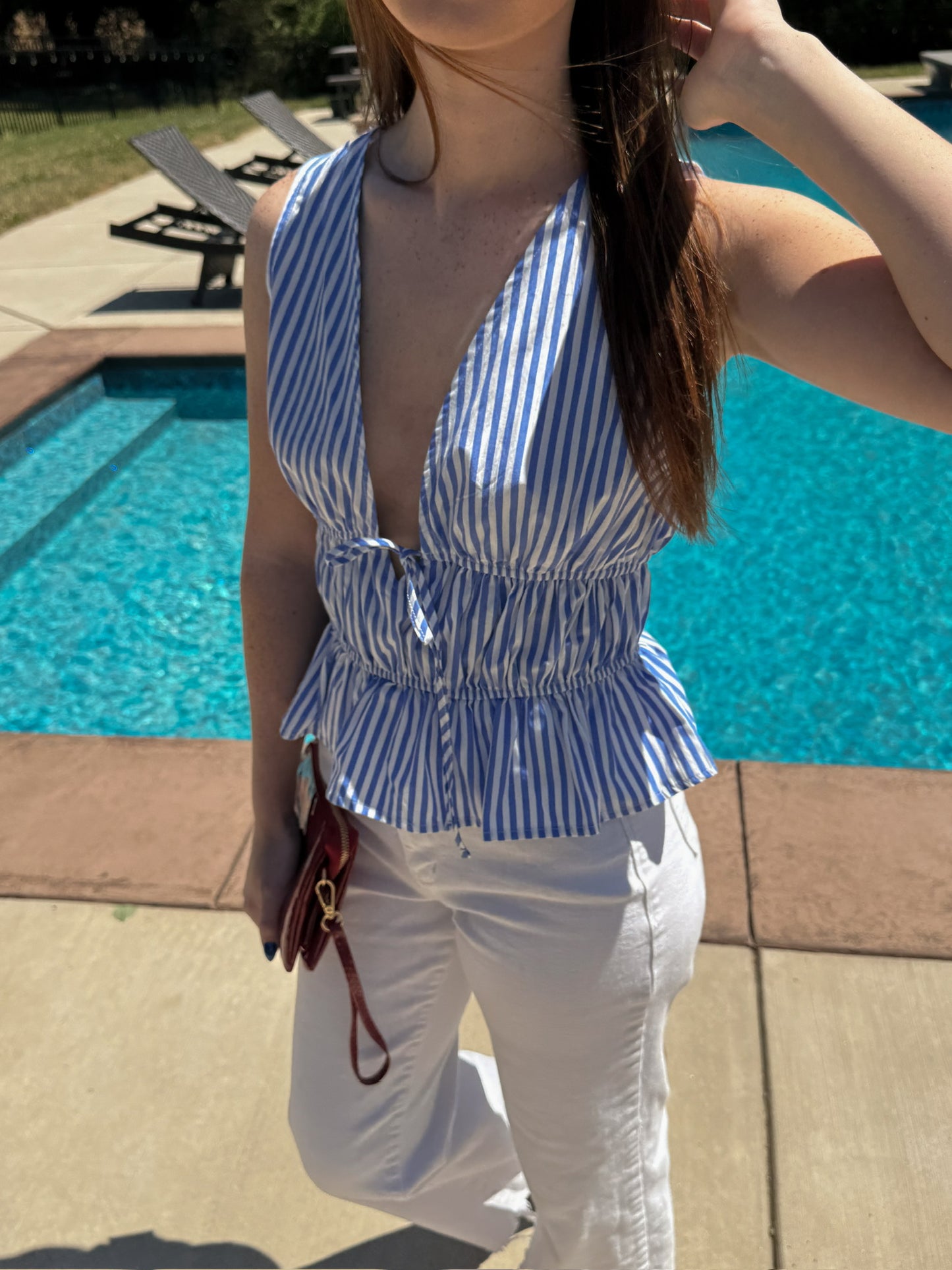 Striped Peplum Sleeveless Top