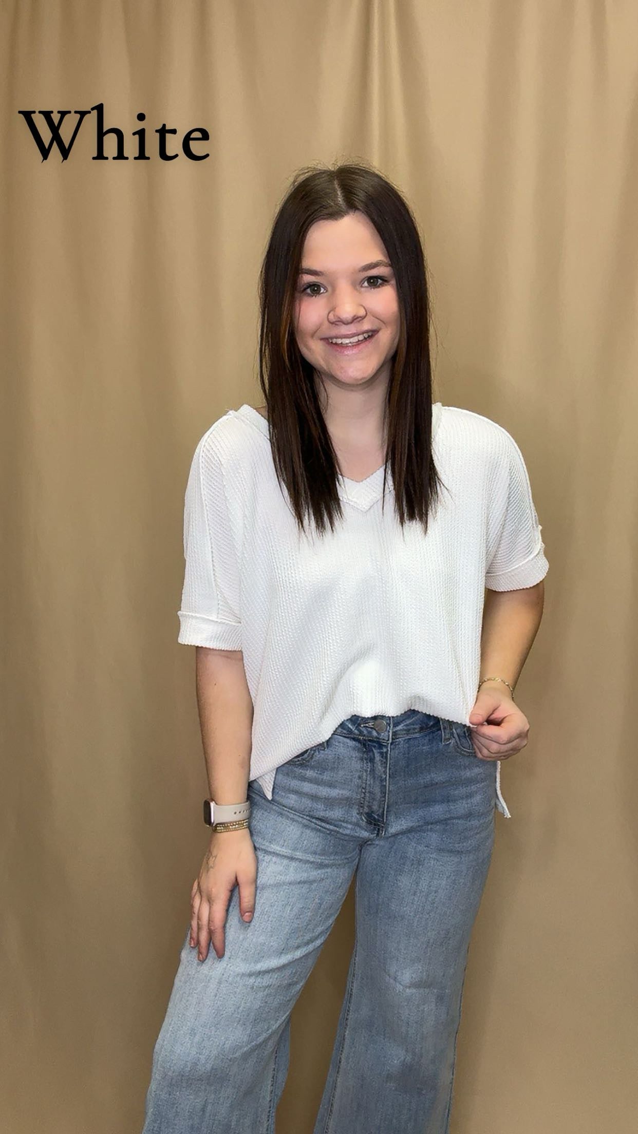 Ribbed High Low V Neck Top