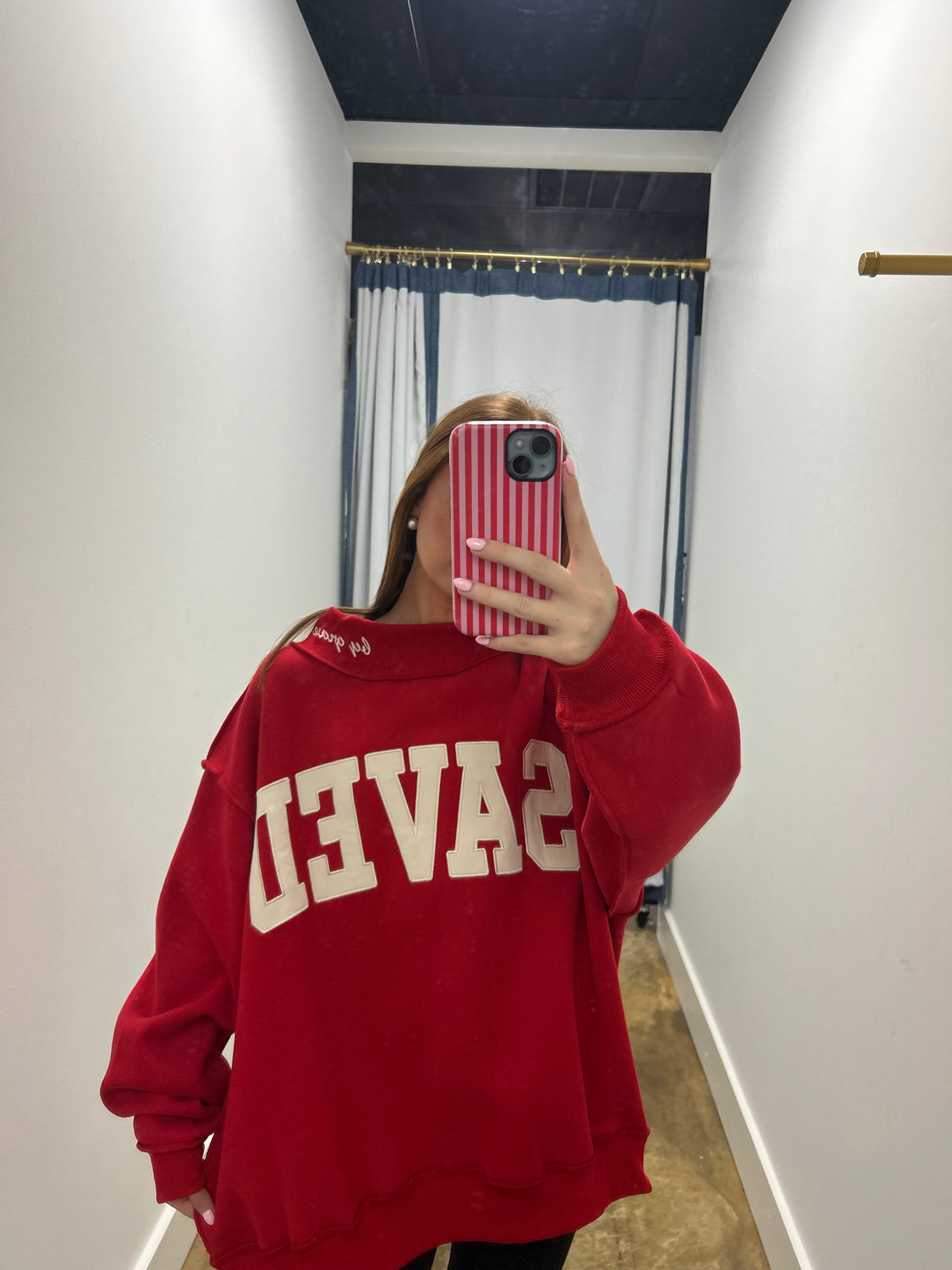 Saved Embroidered Mock Neck