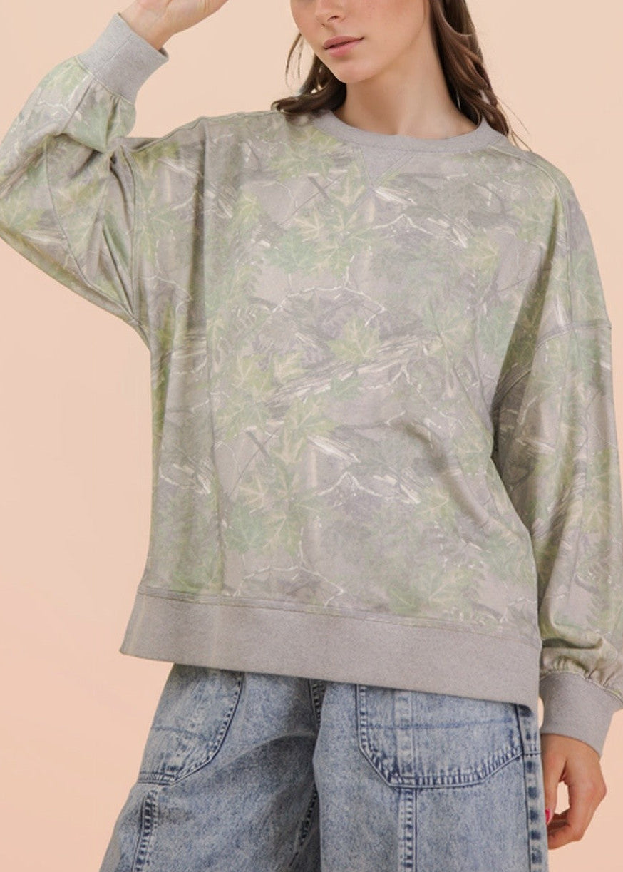 Oversized Camo Knit Top