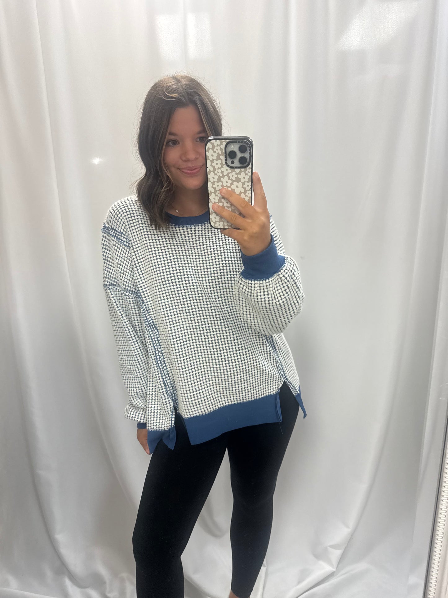 Oversized Waffle Knit Casual Top