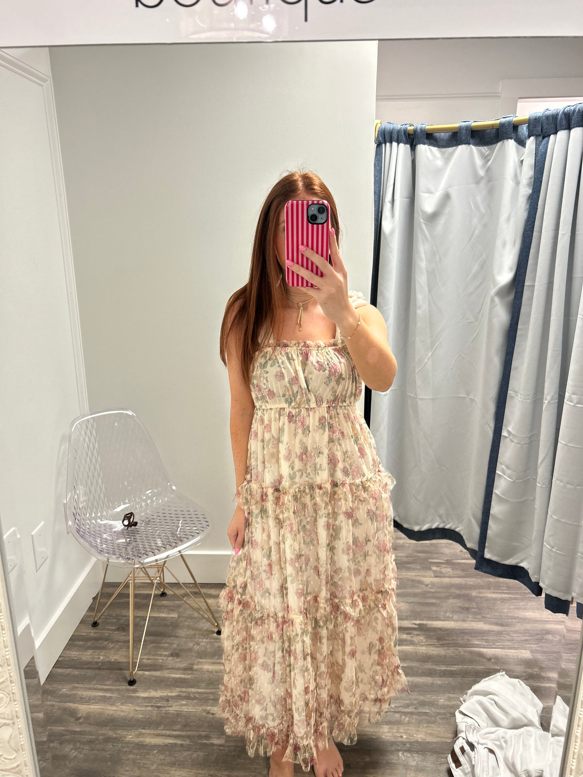 Floral Chiffon Ruffled Dress