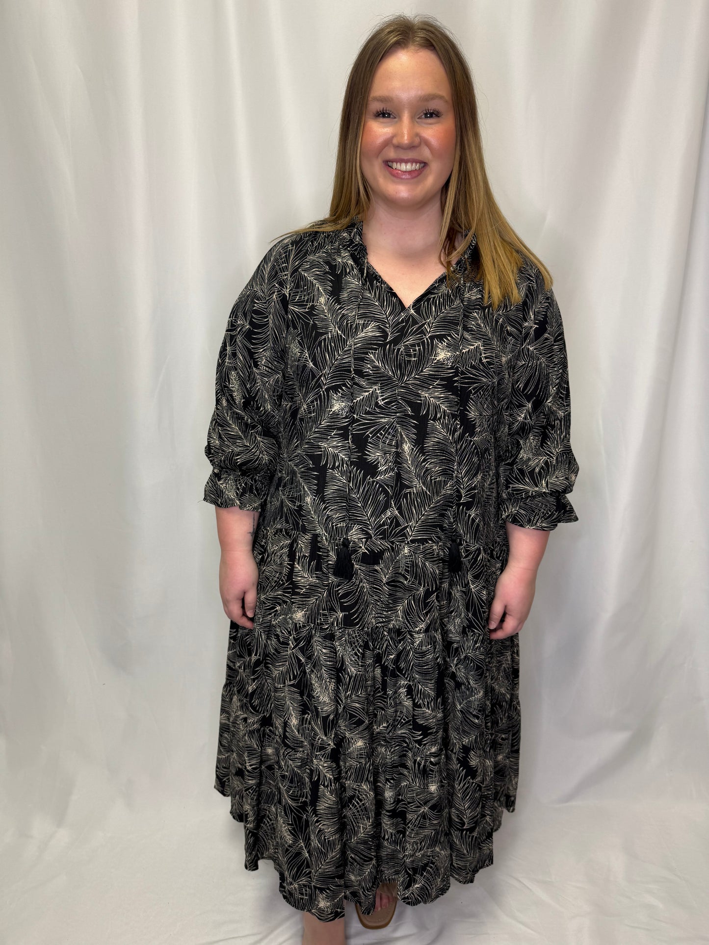 Leaf Print Maxi Dress