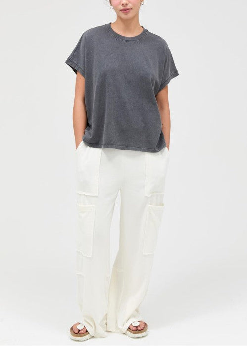 Cap Sleeve Mineral Wash T-shirt