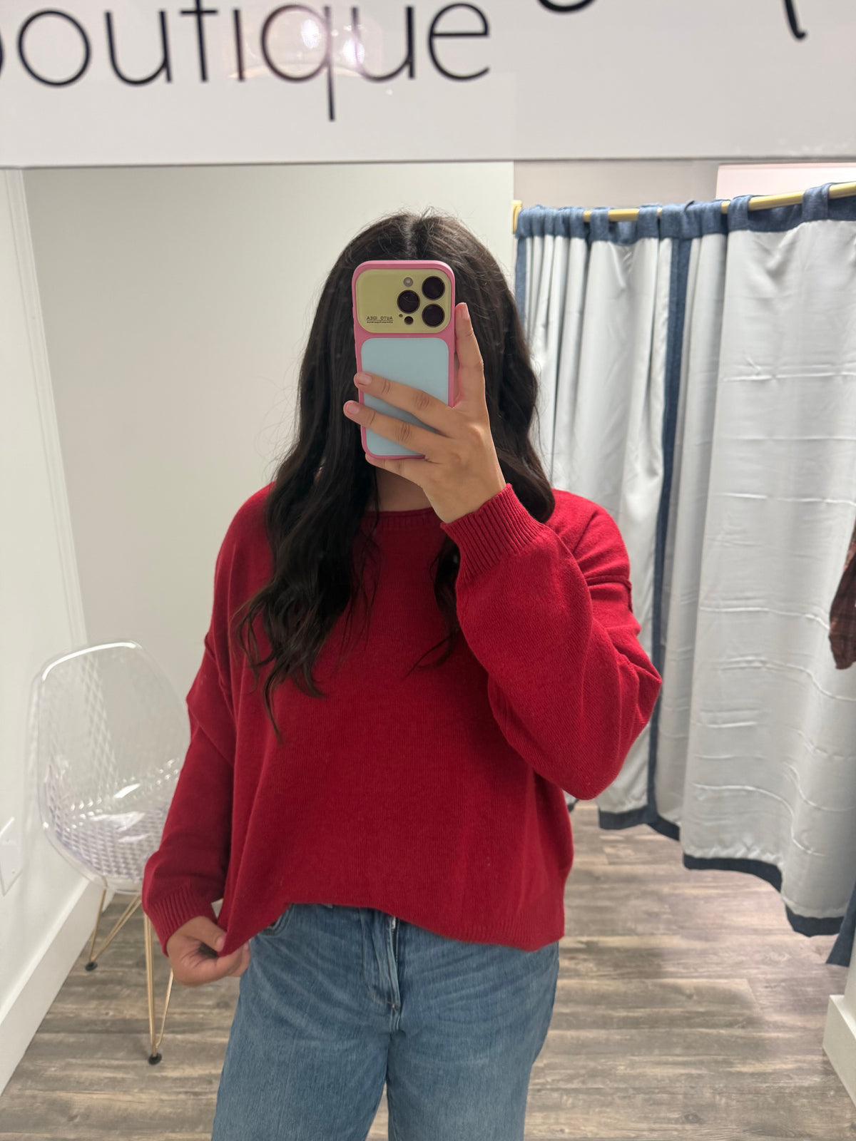 Boat Neck Raw Edge Sweater
