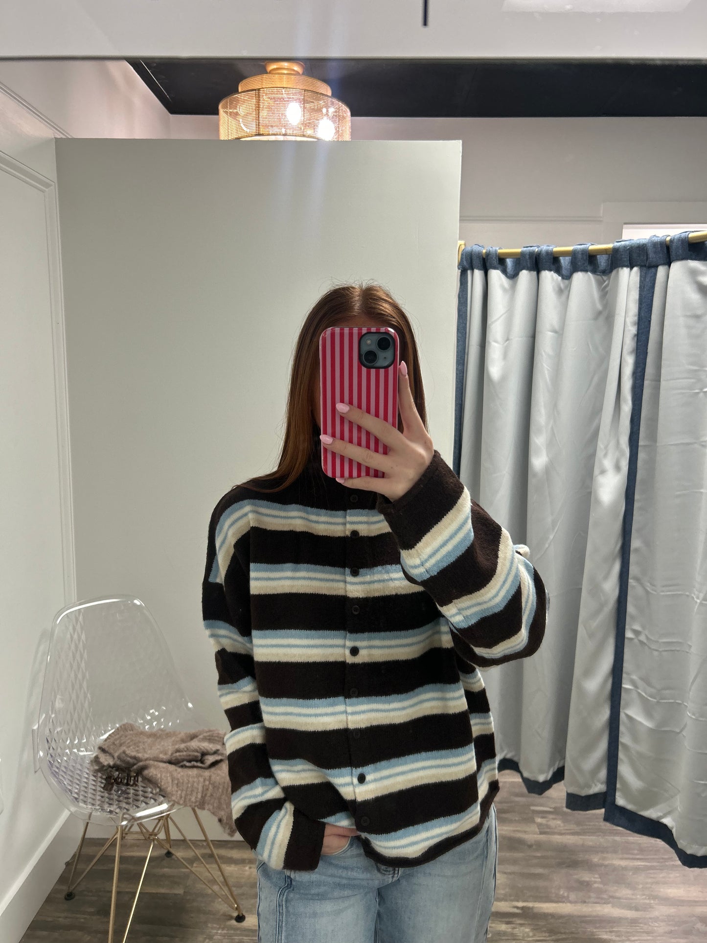 Rolled Neck Knit Cardigan