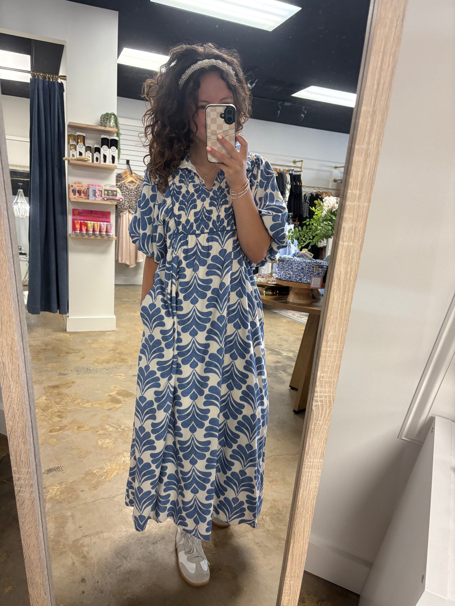 Puff Sleeves Boho Floral Midi Dress