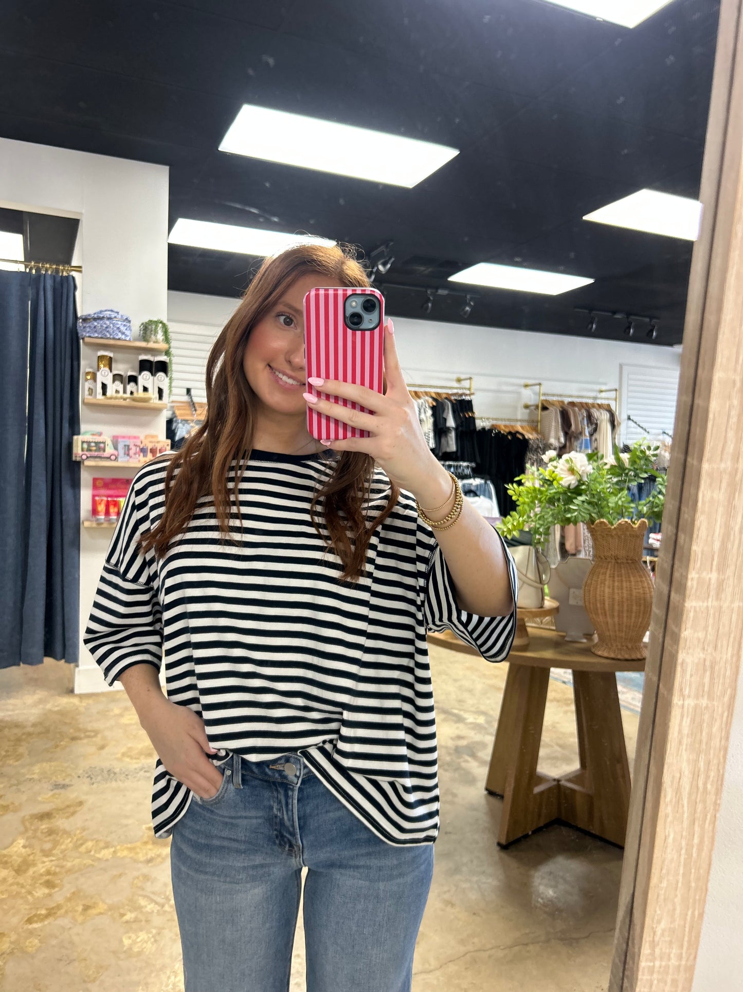 Striped Crop Oversized Tee