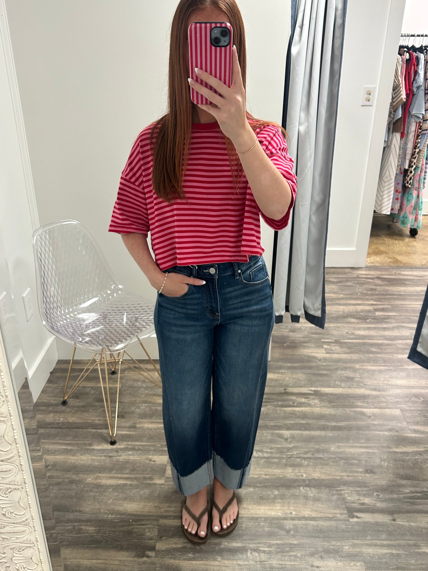 Slouchy Crop Barrel Cuffed Jeans