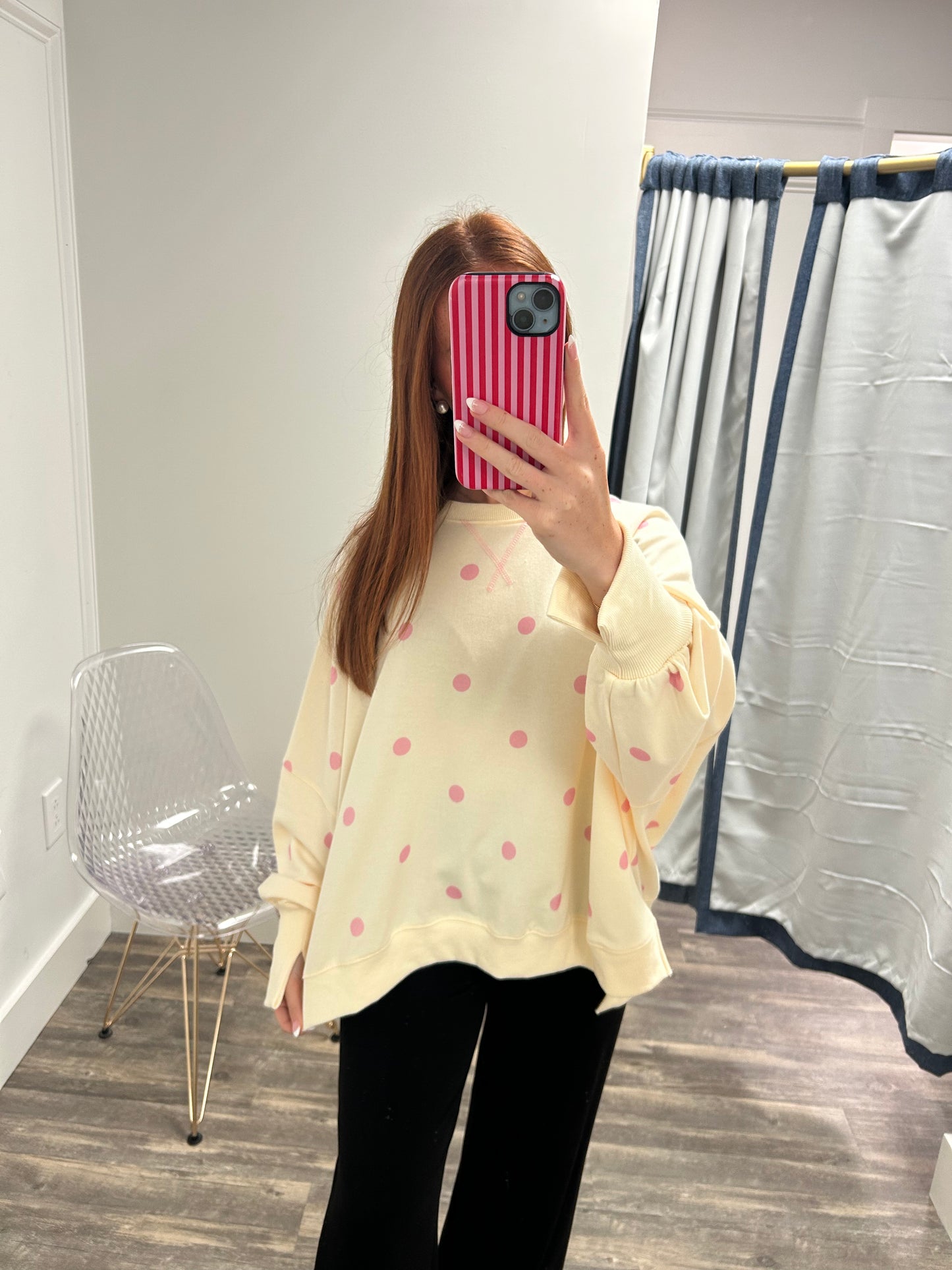 Polka Dot Oversized Sweatshirt