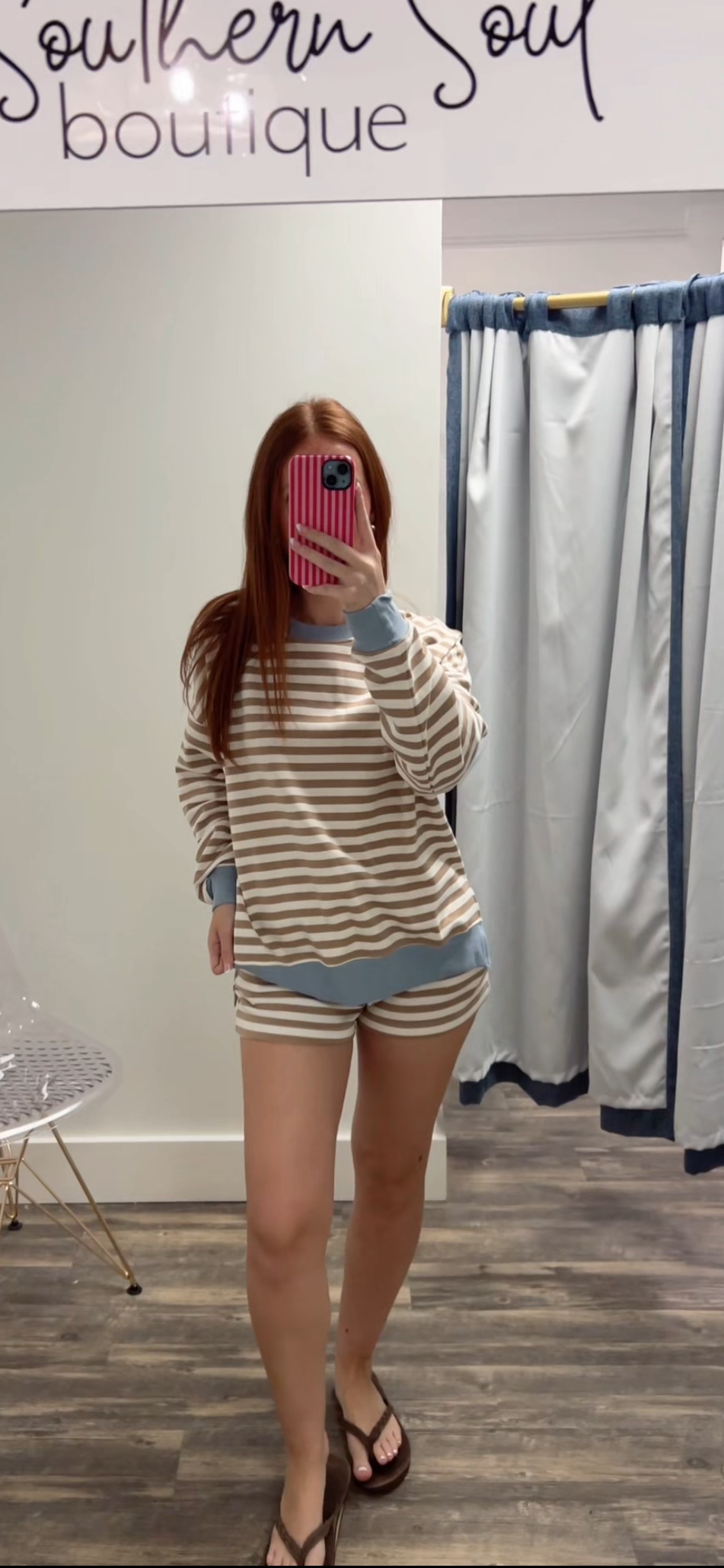 Striped Boxy Long Sleeve Knit Set