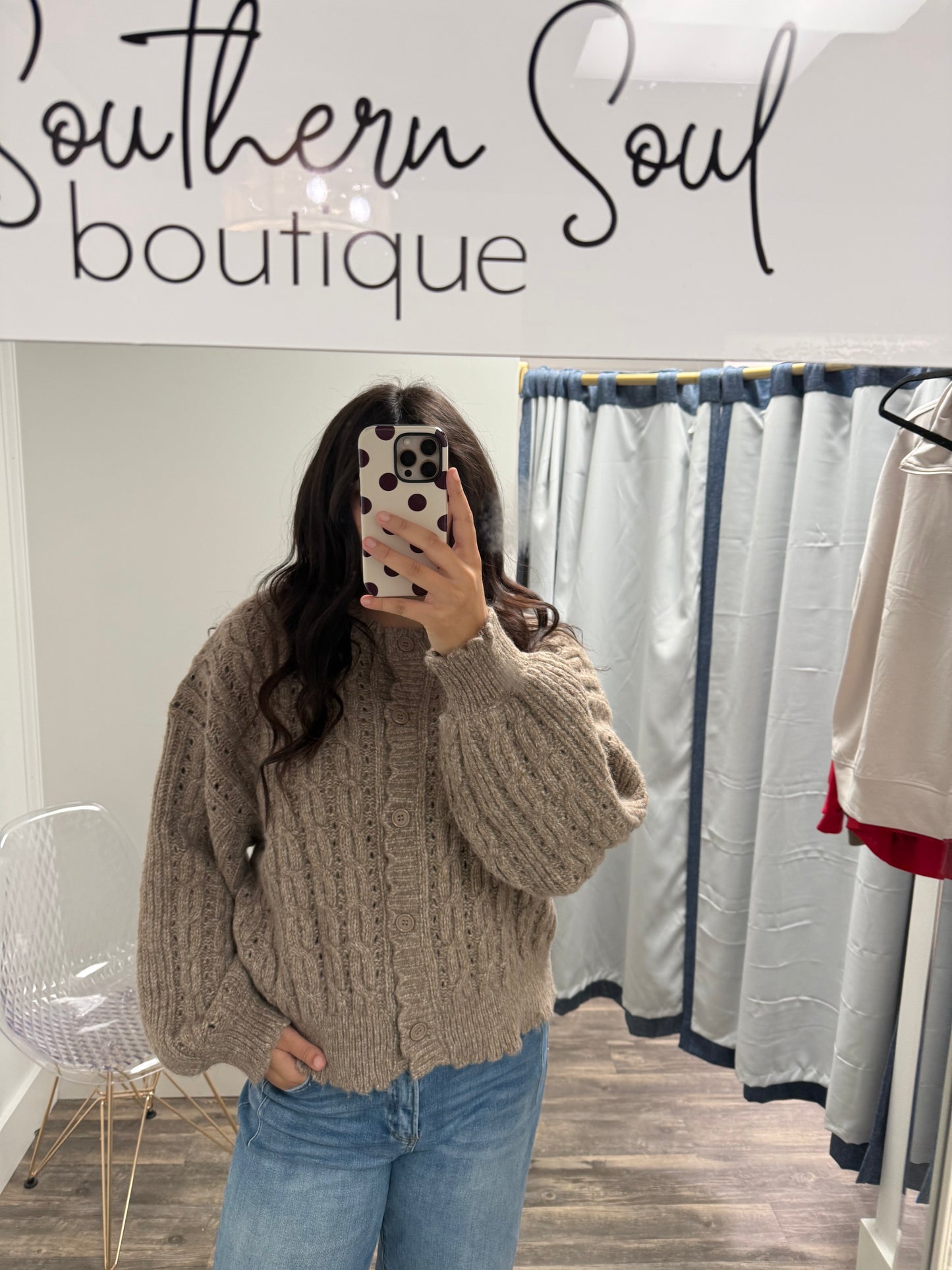 Eyelet Cable Knit Sweater