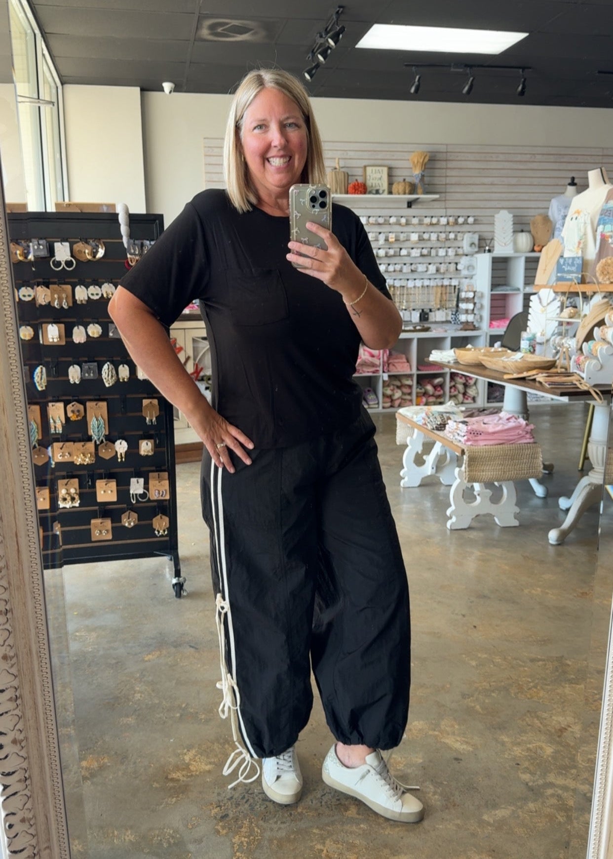 Side Stripe Tie Strap Track Joggers