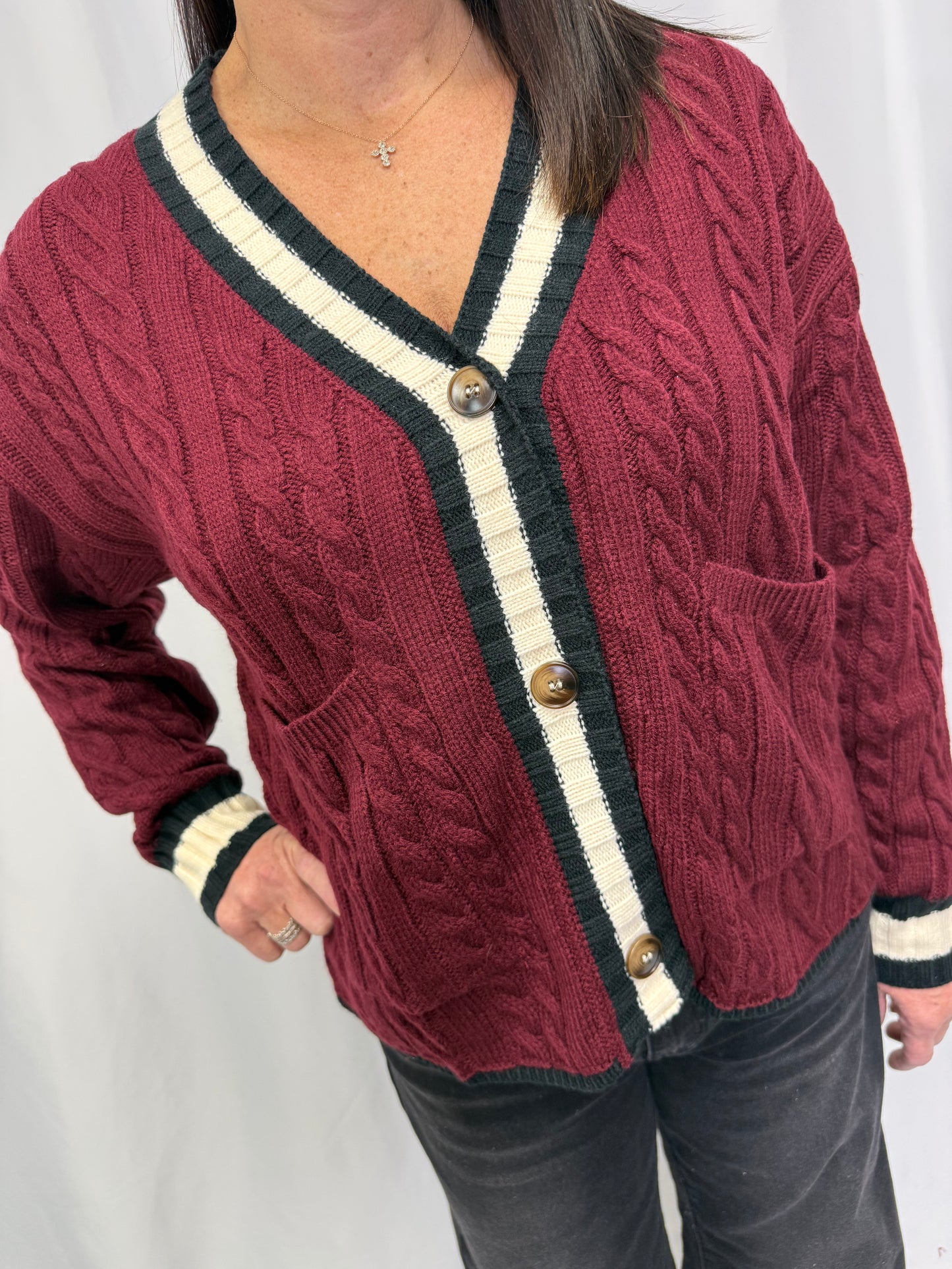 Cable Knit Boyfriend Cardigan