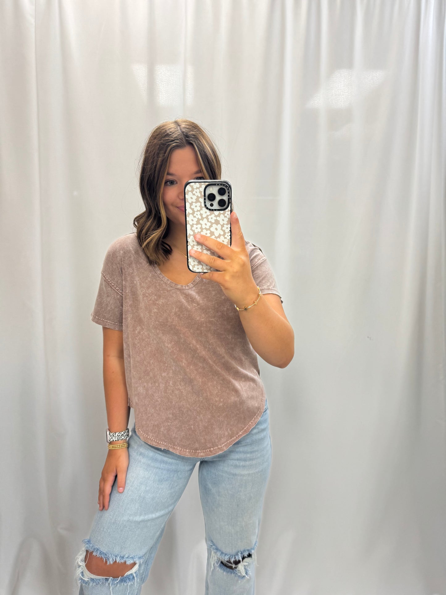 Washed Scoop Neck Knit Top