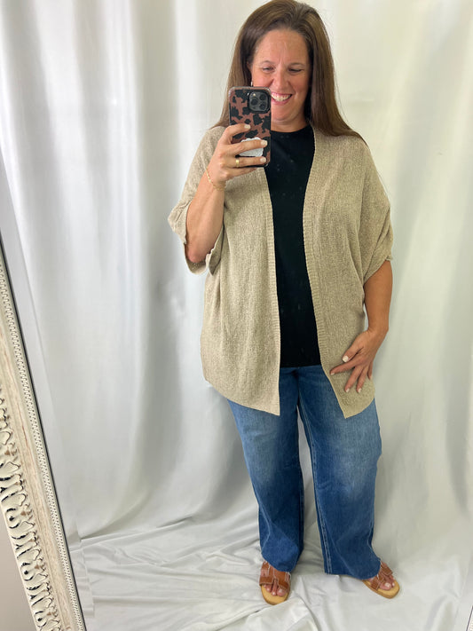 Light Weight Dolman Short Sleeve Cardigan