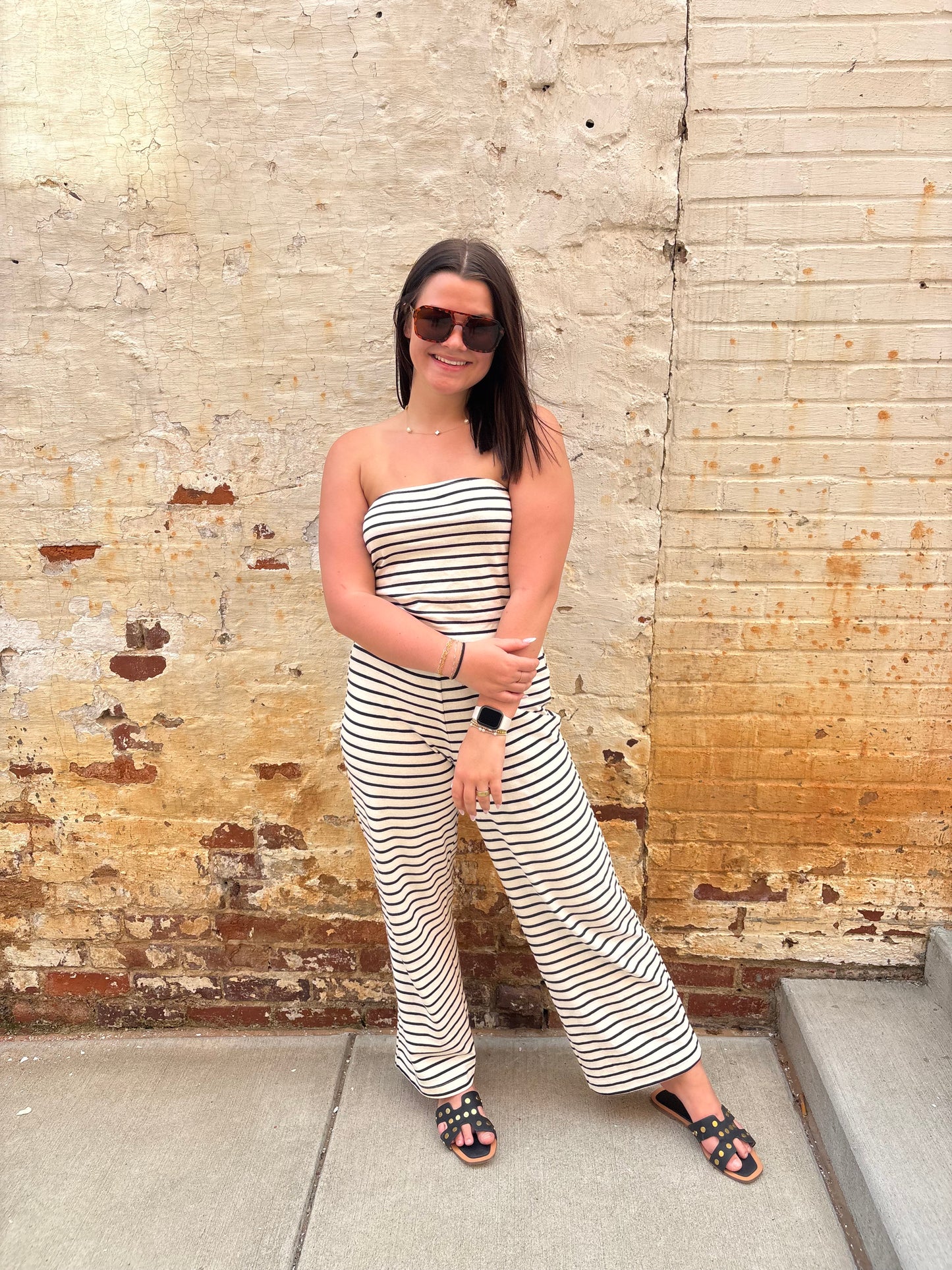 Stripe Wide Leg Knit Lounge Set