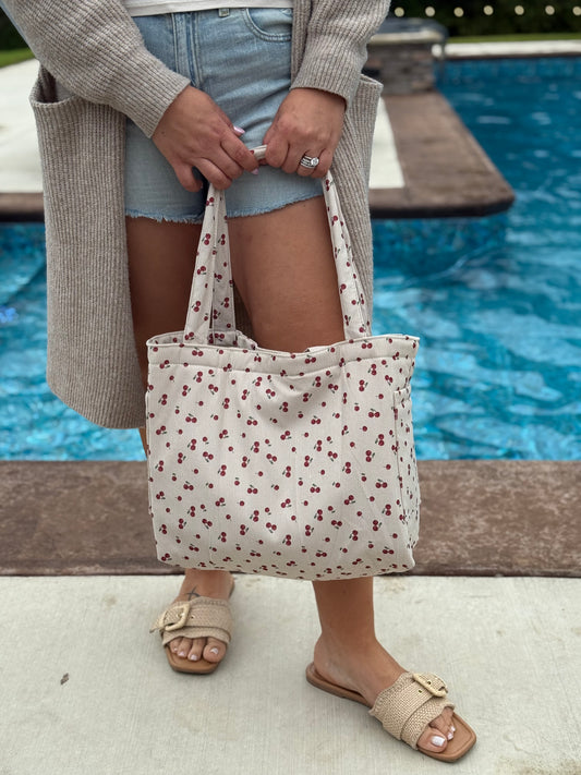 Sadie Cherry Print Tote Bag