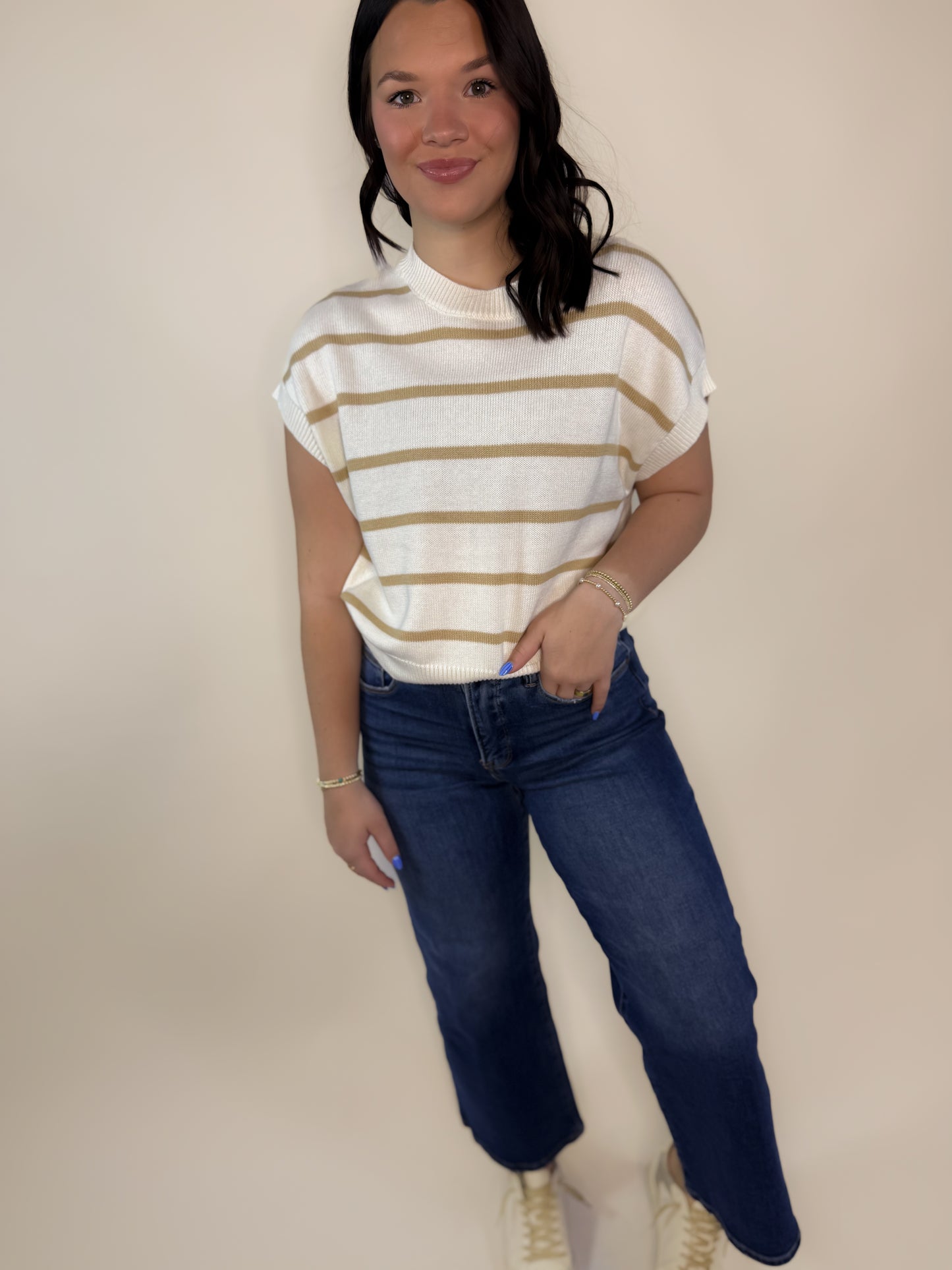 Striped Crew Neck Knit Top