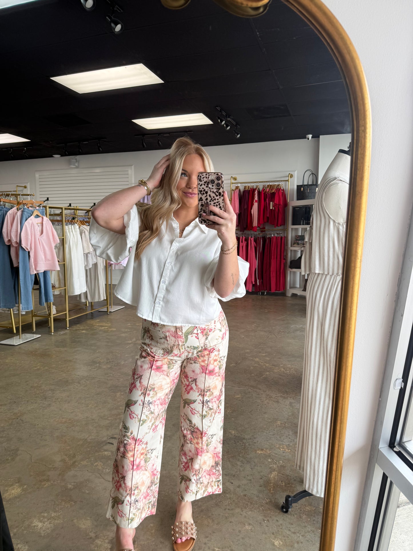 Floral Patch Pocket Pants