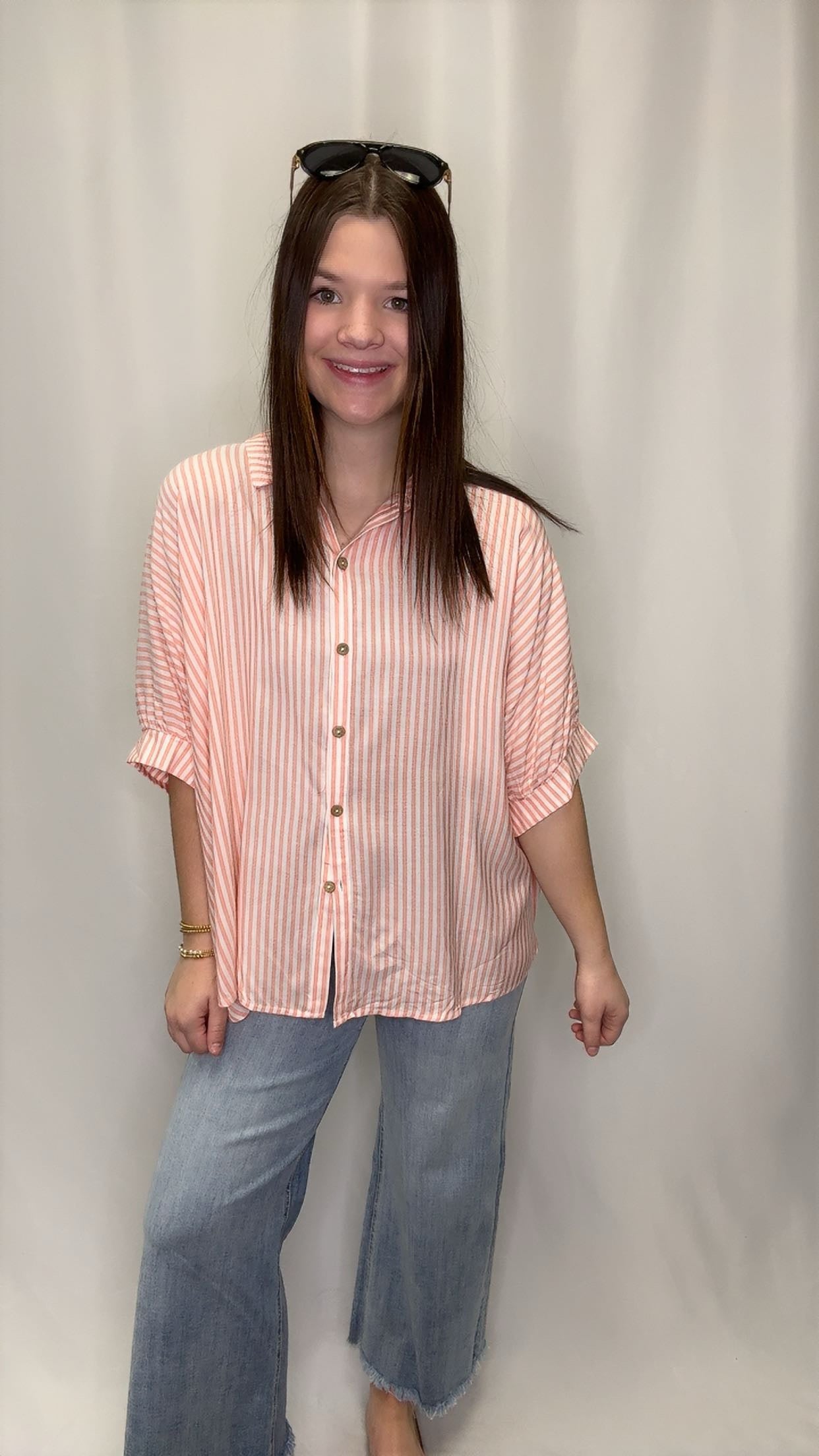 Short Sleeve Button Up Top