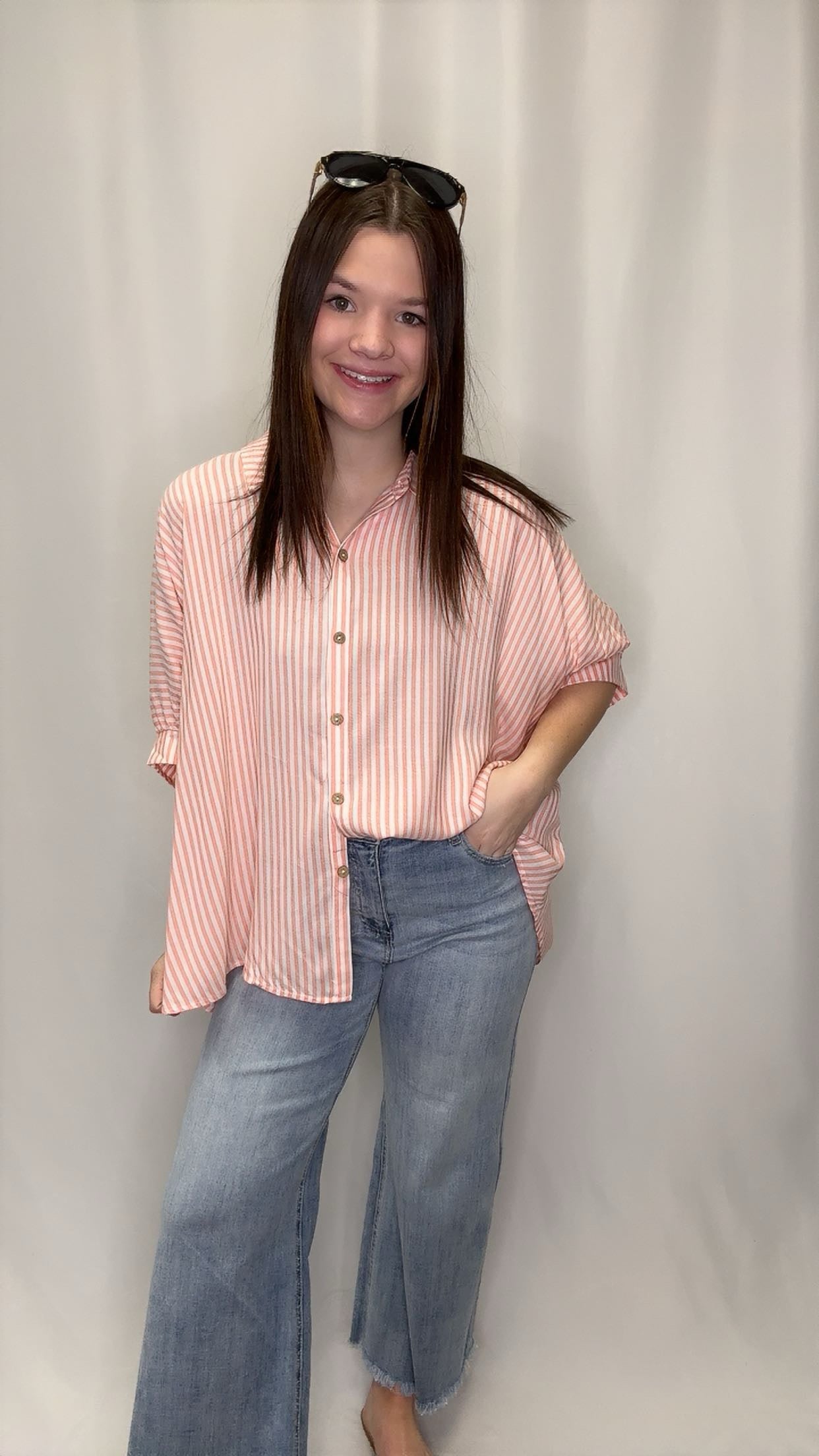 Short Sleeve Button Up Top
