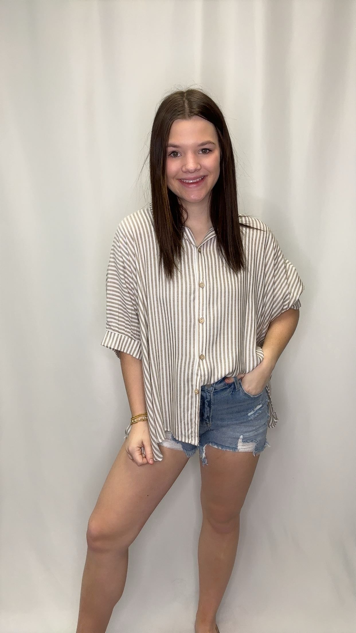 Short Sleeve Button Up Top