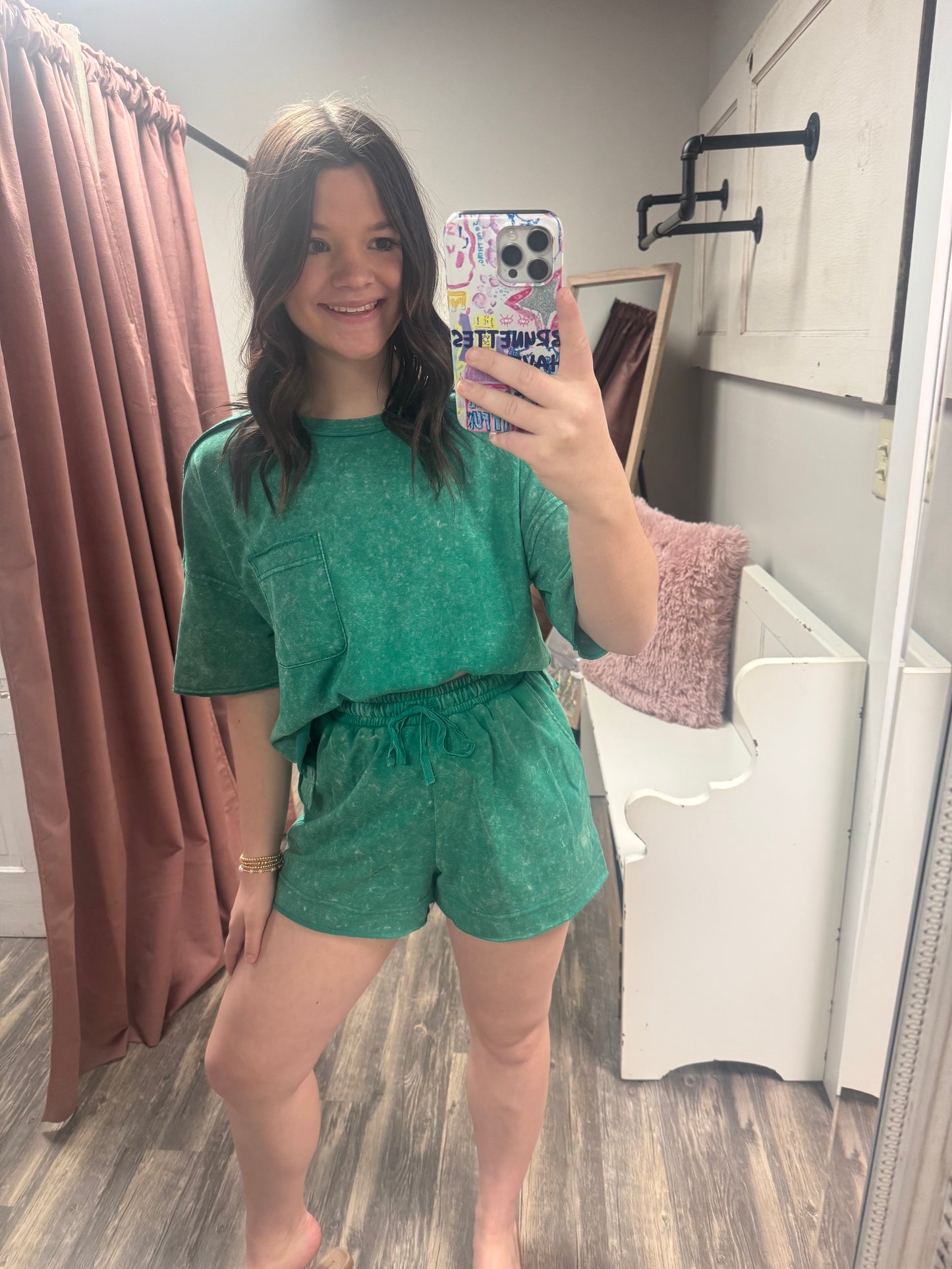 Mineral Washed Top & Shorts Set