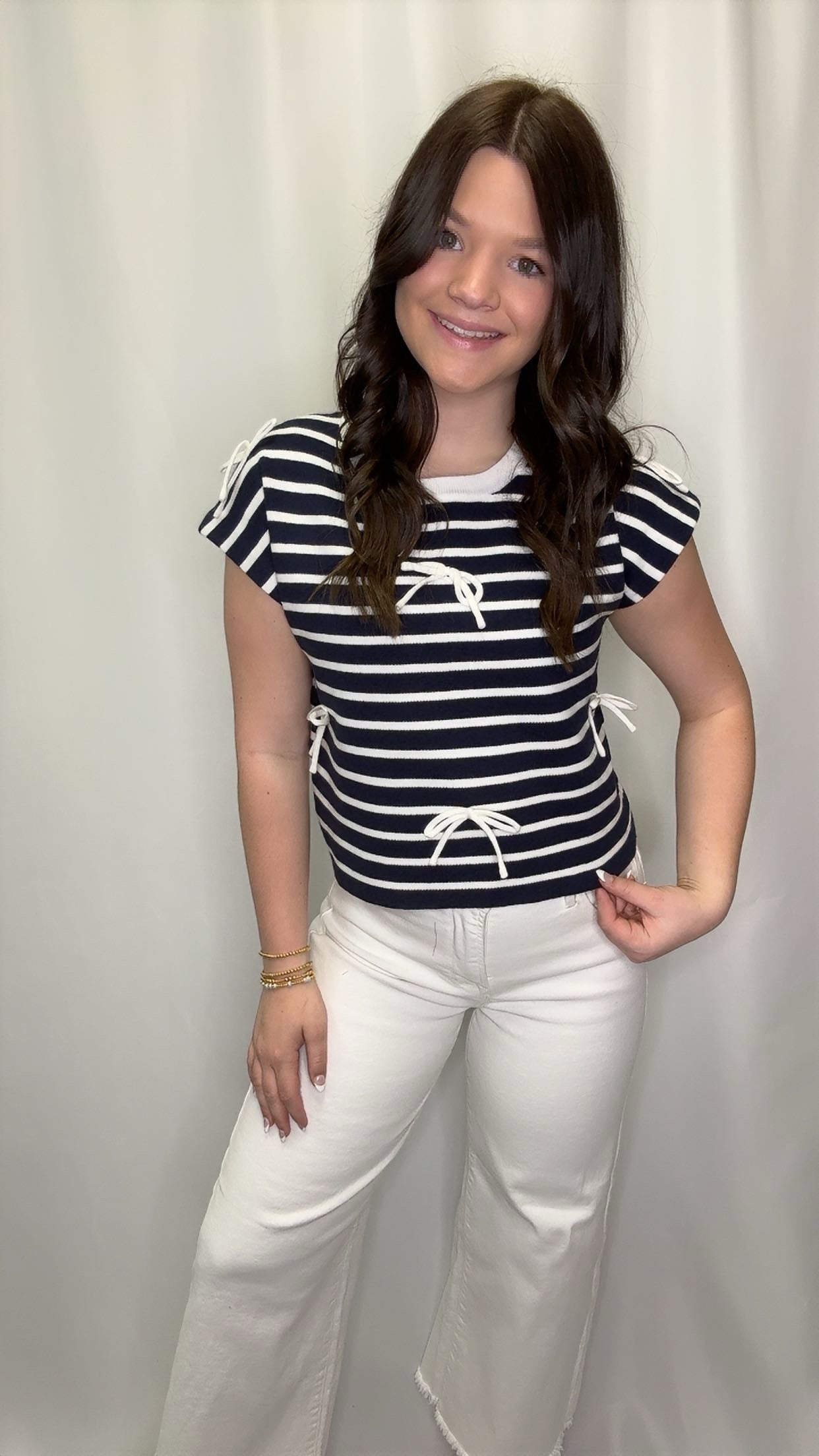 Striped Bow Top