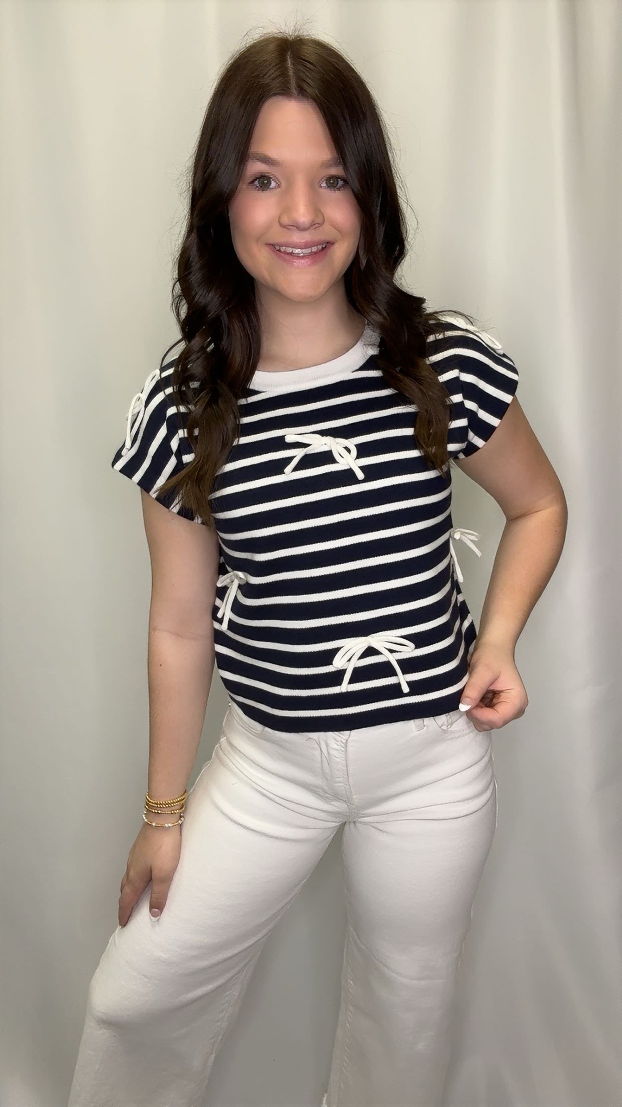 Striped Bow Top