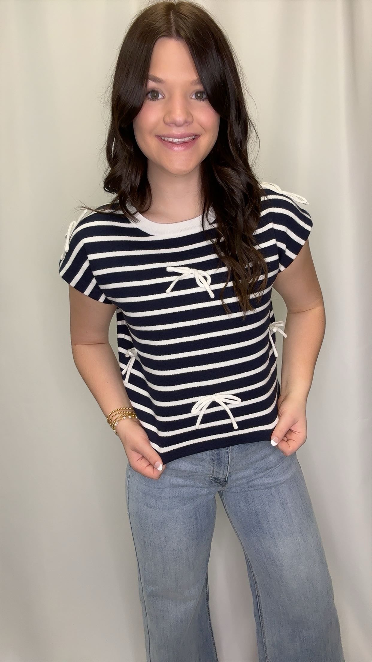 Striped Bow Top