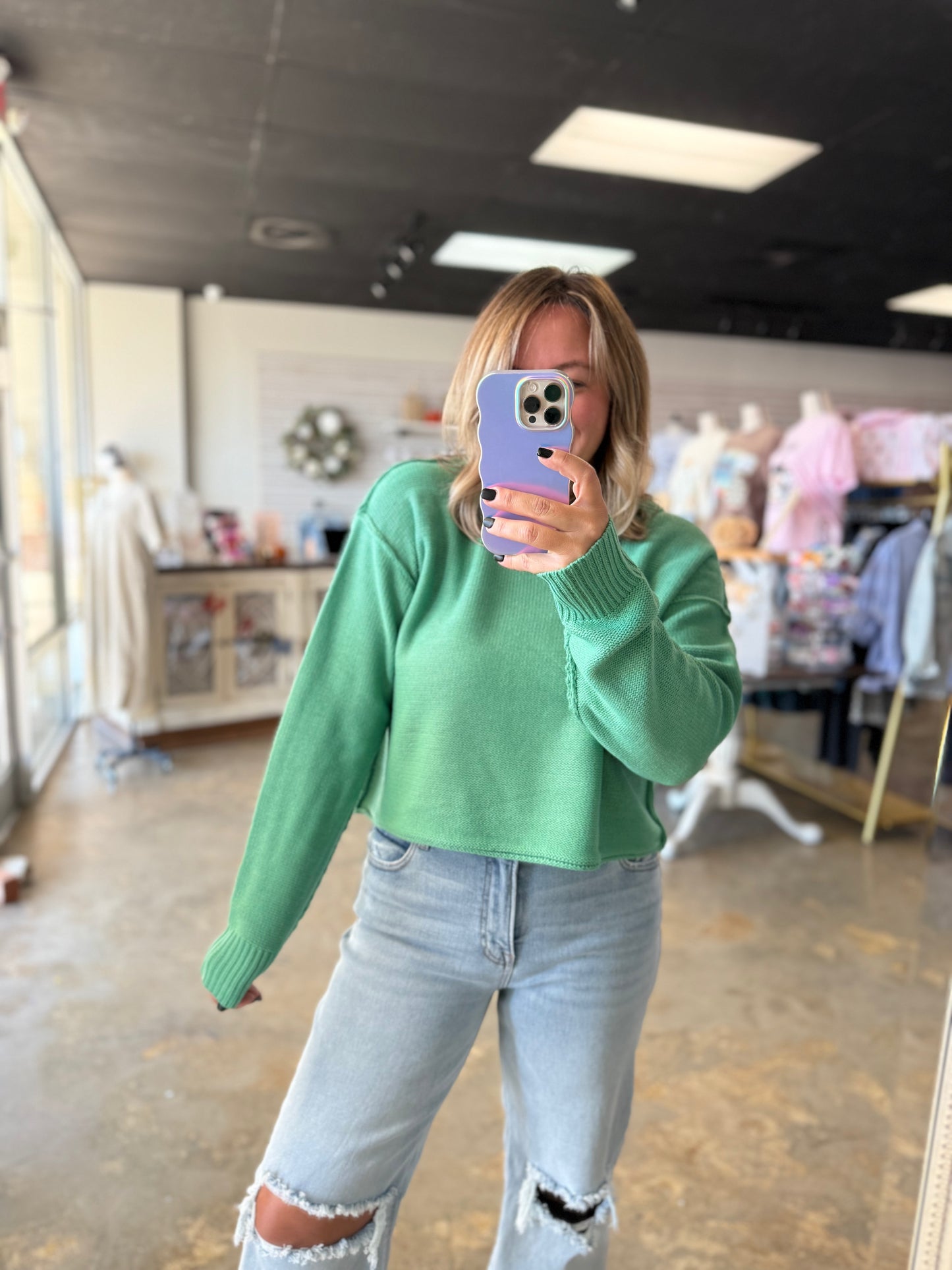 Ribbed Knit Crop Sweater