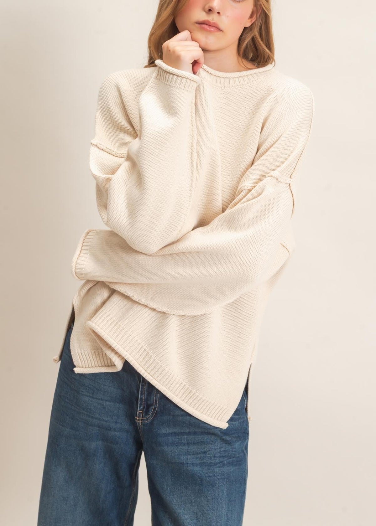 Ribbed Crew Neck Sweater