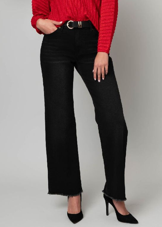 Wide Leg Fray Hem Jeans