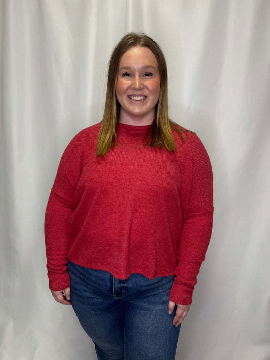 Ribbed Dolman Long Sleeve Top