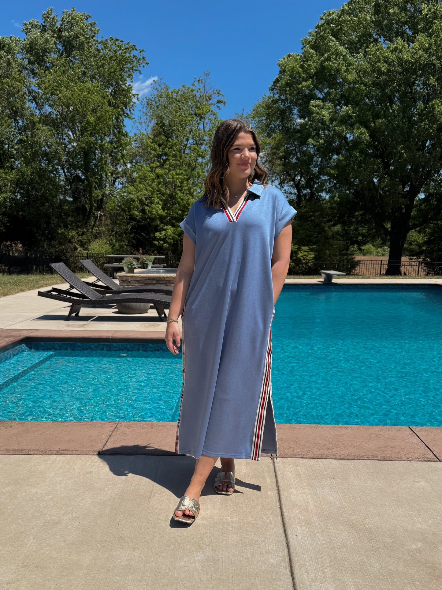 Everyday Ease Color Trim Midi Dress